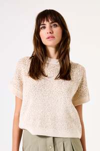 Garcia: Garcia - Gold Fleck SS Pullover - Whitecap