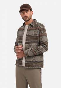 No Excess: No Excess - Jacquard Pattern Overshirt - Taupe