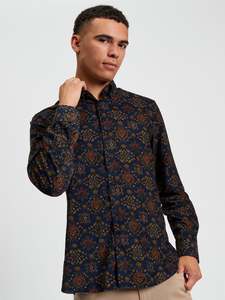 Ben Sherman: Ben Sherman - Foulard Print Cord LS Shirt - Khaki