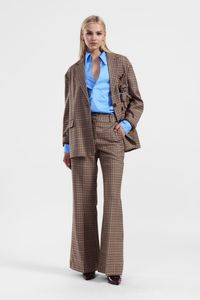 Dixie - Flared Checkered Pant - Moro