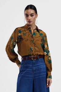 Dixie: Dixie - Floral Print Shirt - Ocra