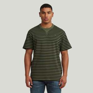 G Star Raw: G-Star Raw - Nifous Stripe R Tee - Four Leaf Clover/Dark Black Stripe