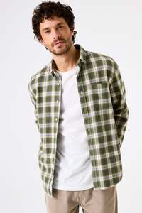 Garcia: Garcia - Checked Flannel LS Shirt - Green Moss