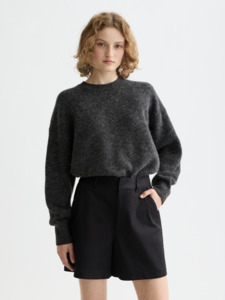 Maison Scotch: Maison Scotch - Essential Fuzzy Crewneck Pullover - Charcoal Melange