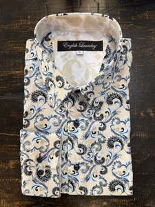 English Laundry - John Lennon LS Shirt - Beige/Blue Paisley