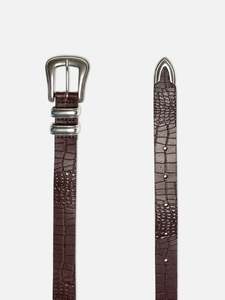 Nudie - Western Faux Croco Silver Belt - Burgundy