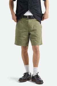 Brixton: Brixton - Surplus Vintage Wash Herringbone Short - Washed Olive Green