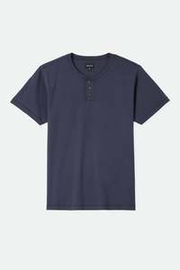 Brixton: Brixton - Baseline Henley Tee  - Washed Navy Vintage Wash