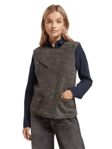 Maison Scotch - Wool-Blended Biker Gilet - Charcoal Melange
