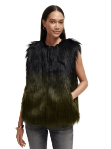 Maison Scotch - Gradient Faux Fur Gilet - Black