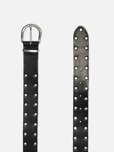 Nudie - Silver Studded Leather Belt - Black