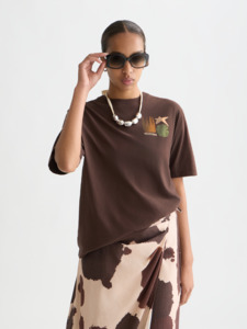 Maison Scotch - Front Back Artwork Loose Fit Tee - Hot Fudge