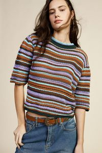 Dixie - Striped Knit SS Pullover - Multi