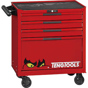 Top: Teng Pro35 26in Low Roller Cabinet 4 Drawers Red