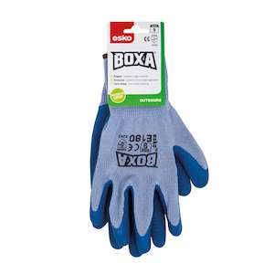Safety Equipment: Esko BOXA Blue Heavy Duty Crinkle Coat Latex Glove, Blue 10 gauge liner, grey cuff, size 7(S)