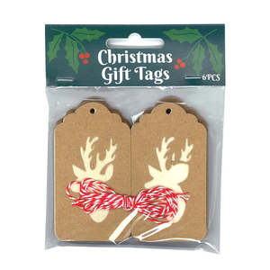 Xmas Gift Tag w/ Twine 6pk