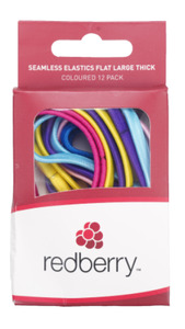 Red Berry: R/B Thick Seamless Elastics - Coloured 12pk