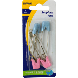 Haberdashery: Korbond Snaplock/Diaper Pins 4pk