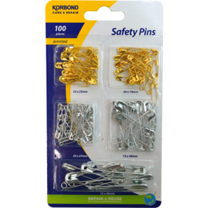 Haberdashery: Korbond Safety Pins 100pk