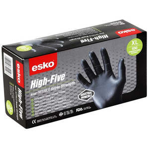 Homeware: High-Five Blk Nitrile P/F Gloves - XL