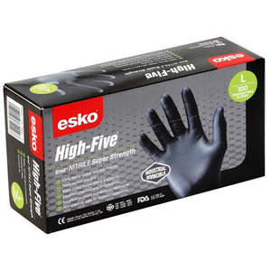 High-Five Blk Nitrile P/F Gloves - Large