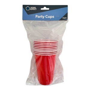 HA Party Cups Red Plastic H/Sell 10pk