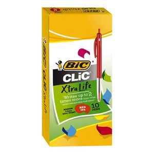 Bic: Bic Bx10 Clic Pens - Red