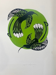 Products: Huia pair circle (Limited edition print) Epic Aotearoa