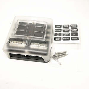 Blade Fuse Block with Cover - 6 Circuit with Negative Bus