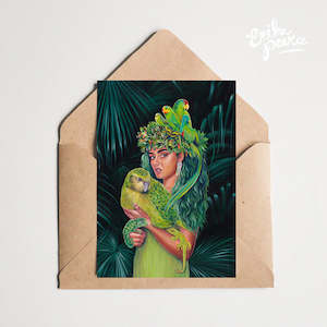 Greeting Cards: Kakariki Queen Greeting Card