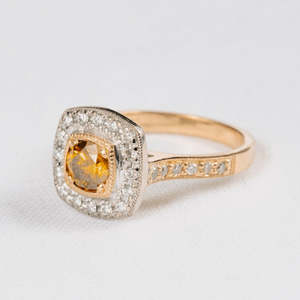 Wedding Rings: Yellow Diamond Halo