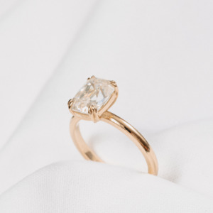 Wedding Rings: Criss Cut Moissanite Solitaire