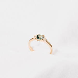 Parti Sapphire and Trapezoid Ring