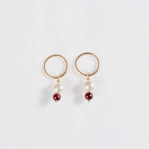 Pearl and Garnet Bead Danglers
