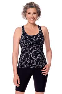 Amoena Swimwear: Amoena Lagos Mastectomy Lymphoedema Tankini - Black/White