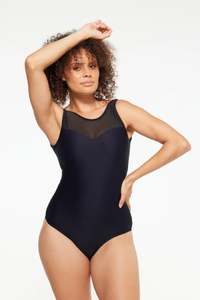 TOGS Textured High Neck Swimsuit - Black