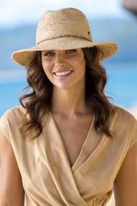 Rigon Headwear: Rigon Magdalena Raffia Fedora - Natural