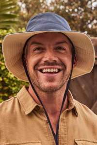 Sun Hats For Men: Cancer Council Alan Cricket Summer Hat - Navy/Beige