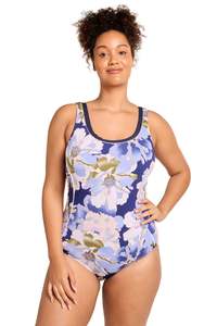 Products: Genevieve Retro Low Leg One Piece Mastectomy Swimsuit - Vintage Floral