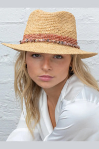 Products: Rigon Christine Raffia Fedora - Natural/Old Rose