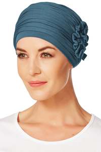 Christine Headwear: Christine Lotus Turban - Ocean Blue