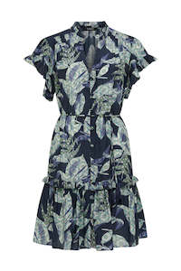 Dress: CABLE HAVANA FRILL DRESS - NAVY FLORAL