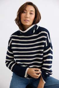 Mia Fratino: MIA FRATINO AMINA TURTLENECK - FRENCH NAVY/ALABASTER