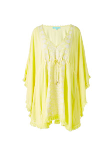 Melissa Odabash: MELISSA ODABASH ISABELLE YELLOW/WHITE KAFTAN