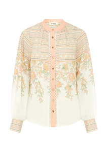 MOS THE LABEL JOANNA BLOUSE - FLORAL BORDER PRINT