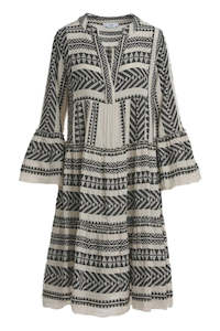 Devotion Twins: DEVOTION TWINS ELLA MIDI DRESS - BLACK/OFF WHITE