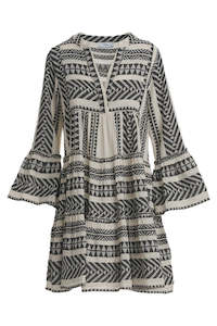 Devotion Twins: DEVOTION TWINS ELLA SHORT DRESS - BLACK/OFF WHITE