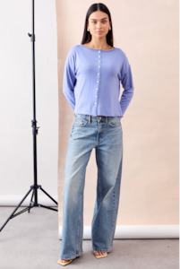 Mia Fratino Pure Reversible Cashmere Cardi - Cornflower