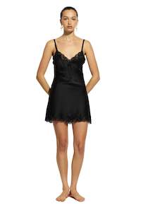 Lingerie: Ginia Silk Chemise  With Pintucks - Black
