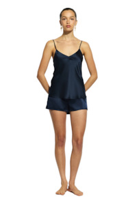 Ginia Silk Cami V Neck - Midnight Blue